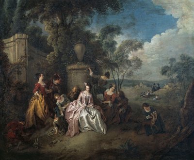 Setkání v parku, Jean-Baptiste Pater (1695-1736), olej na plátně od Jean Baptiste Joseph Pater
