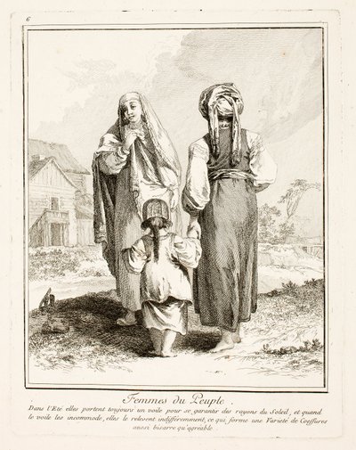 Ženy lidu, deska šest z Miscellaneous Clothing of the Northern Peoples od Jean-Baptiste Le Prince