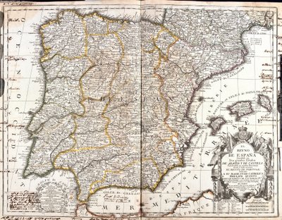 Mapa Španělského království (rytina od Jean Baptiste Nolin