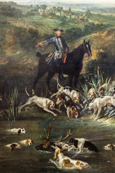 Ludwig XV. jagt Hirsche im Wald von Saint-Germain, 1730 von Jean-Baptiste Oudry