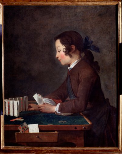 Mladý chlapec hrající karty Malba Jean Baptiste od Jean Baptiste Simeon Chardin