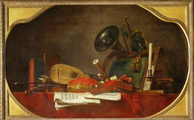 Die Attribute der Musik, Begleitstück zu 40-12-16/28, eines von drei Supraporten für das Schloss Choisy von Jean-Baptiste Simeon Chardin