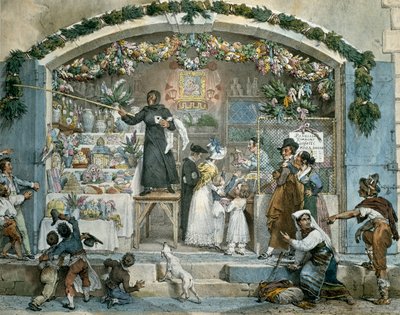 Befana v Římě, tisk Jean-Baptiste Thomas (1791-1834), od Jean Baptiste Thomas