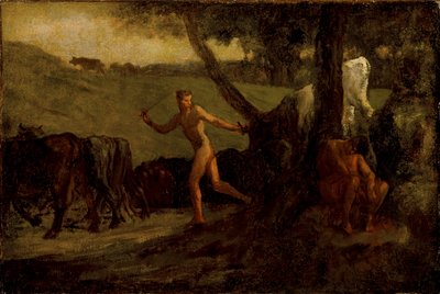 Studie pro „Merkur vede Argovy krávy k napajedlu“ od Jean-Francois Millet