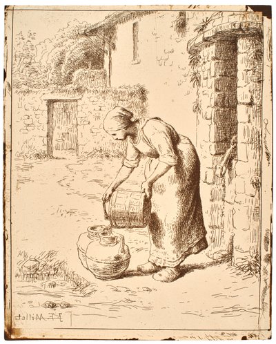 Žena vyprazdňující kbelík od Jean-Francois Millet