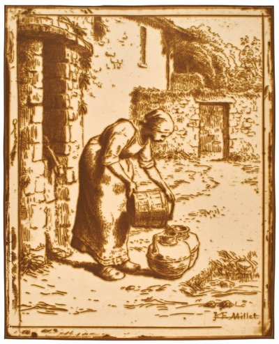 Žena vyprazdňující kbelík od Jean-Francois Millet