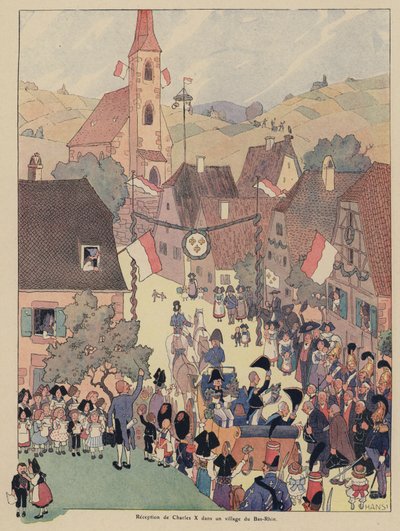 Přijetí francouzského krále Karla X. ve vesnici Bas Rhin v Alsasku od Jean-Jacques Waltz