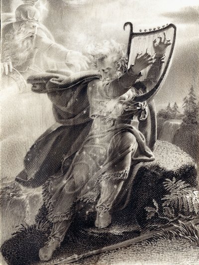 Ossian hrající na harfu od Jean-Jacques Casimir Karpff