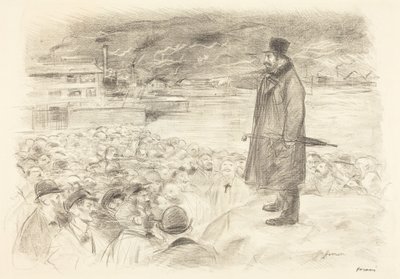 a) Scéna stávky (třetí tabule) (líc); b) Bez názvu (rub) od Jean-Louis Forain