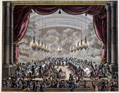 Francouzská revoluce: banket stráží v Paříži, cca 1750-1800 (rytina) od Jean (after) Duplessis Bertaux
