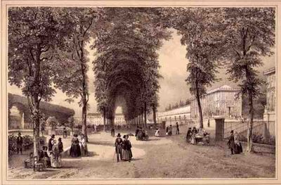 Pohled na Jardins des Plantes, publikoval Auguste Bry (litho) od Jean (after) Jacottet
