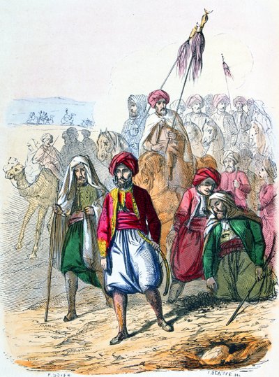 Ibrahim paša (1789-1848) pěšky se svými vojáky během tažení proti wahhábistům od Jean Adolphe Beauce