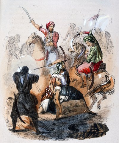 Ibrahim paša (1789-1848) na bitevním poli během tažení proti wahhábistům od Jean Adolphe Beauce