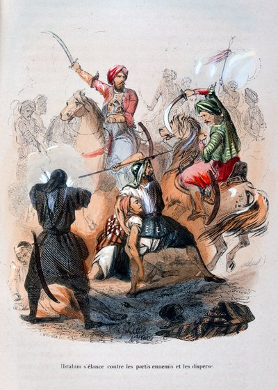 Ibrahim Pasha bojující s wahabisty, Saúdská Arábie, 1811-1818 1847 od Jean Adolphe Beauce