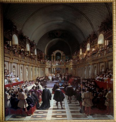 Všeobecné stavy Paříže 27. října 1614 Shromáždění se konalo v Louvru, předsedal mu král Ludvík XIII. se svou matkou Marií de Medicis. Obraz Jeana Alauxe (1786-1864), dit le Romain od Jean Alaux