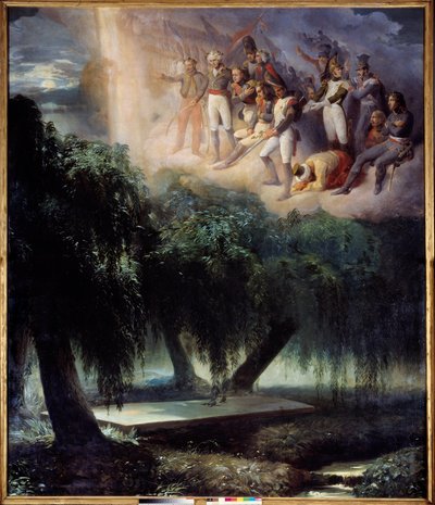 Hrob sv. Heleny: alegorie k pohřbu Napoleona. Obraz Jeana Alauxe zvaný Říman (1786-1864) od Jean Alaux