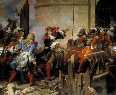 Valenciennes zaútočil Ludvík XIV. (1638-1715) 17.3.1677 Vauban řídí vojenské operace. Obraz Jean Alaux dit le Romain (1786-1864) 1837 Sun. 4,15x4,65 m - Valenciennes zaútočil Ludvík XIV. (1638-1715) 17. března 1677. Vauban vede militu od Jean Alaux