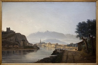 Pohled na Grenoble převzatý z Quai de la Graille, Olejomalba Jeana Acharda (1807-1884) z roku 1837. Fotografie, KIM Youngtae, Grenoble, Musee de Grenoble. od Jean Alexis Achard