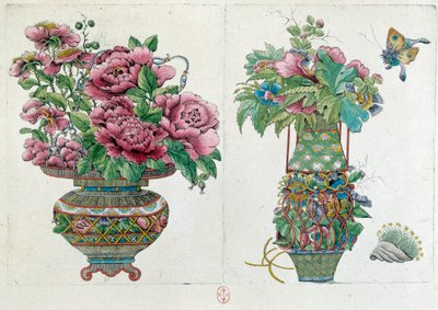 Kresba z čínské vázy: květináč. Obraz Jean Antoine Fraisse (18. století) od Jean Antoine Fraisse
