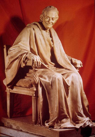 Portrét Voltaira (Francois Marie Arouet) (1694-1778). Socha Jean Antoine Houdon (1741-1828) Paříž 18. století, francouzská komedie od Jean Antoine Houdon