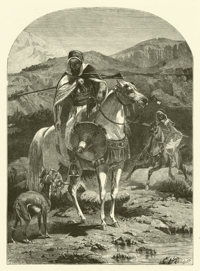 Lov zajíců v Alžírsku s chrty (rytina) od Jean Antoine Valentin Foulquier
