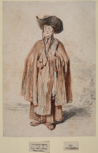 Karmelitánský mnich, stojící, kolem roku 1715 od Jean Antoine Watteau