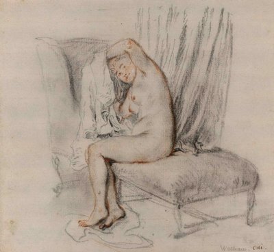 Nahá žena sundala košilku, asi 1717. od Jean Antoine Watteau