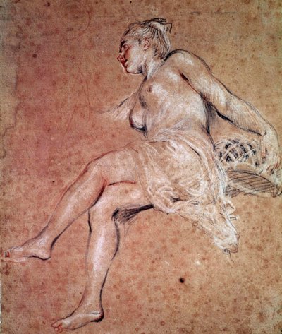 Alegorie flory léta. Krev a černá tužka od Jean Antoine Watteau od Jean Antoine Watteau