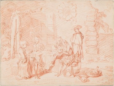 Vojáci hrající karty před zdí. 1709/10 od Jean Antoine Watteau