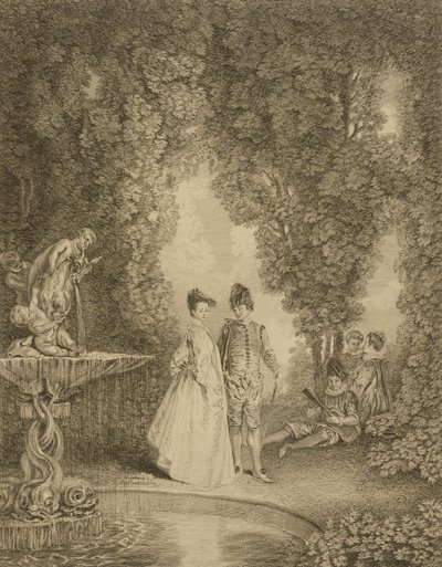 Vodopád od Jean Antoine Watteau