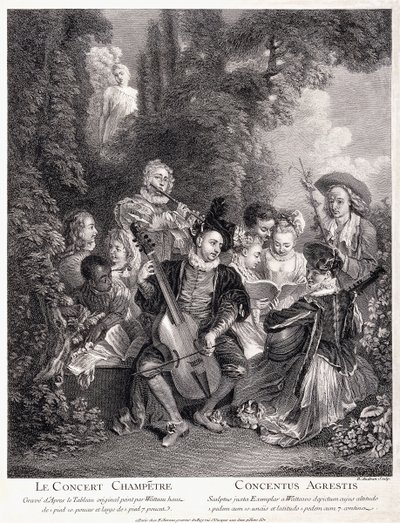 Venkovský koncert, 1735 od Jean Antoine Watteau