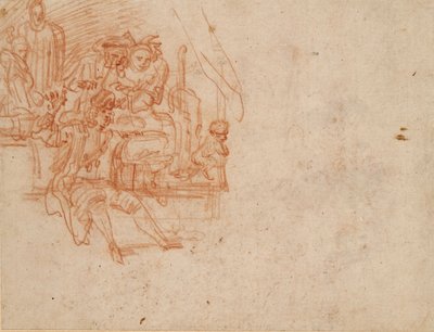 Quack Doctor sedící na jevišti a prodává zboží se čtyřmi figurkami a opicí, c1700-1720. od Jean Antoine Watteau