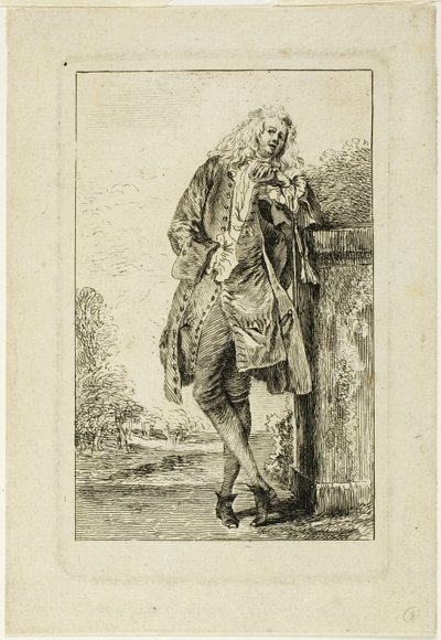Stojící muž opřený o jeho loket od Jean Antoine Watteau