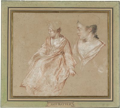 Studie sedící ženy a detail její hlavy a ramen od Jean Antoine Watteau