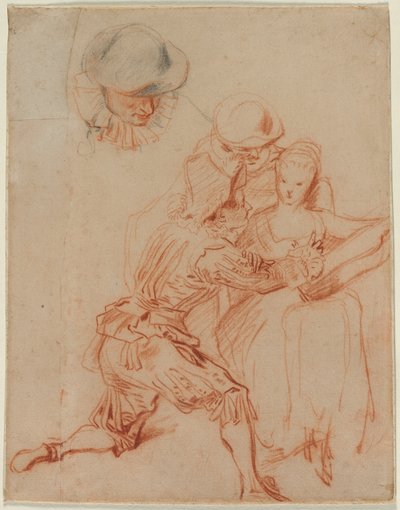 Studie pro Romance Le Conteur, c. 1716. od Jean Antoine Watteau
