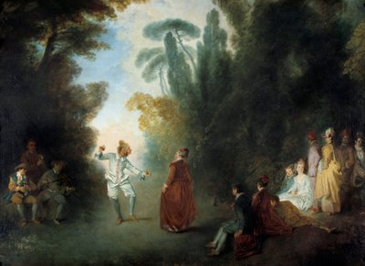 Obraz Champetre Ball od Jeana Antoina Watteaua (1684-1721), soukromá sbírka od Jean Antoine Watteau