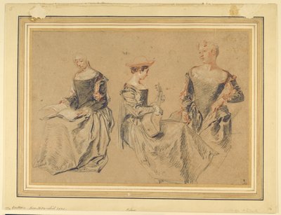 Tři studie sedících žen od Jean Antoine Watteau