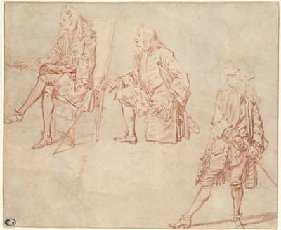 Tři studie gentlemana od Jean Antoine Watteau