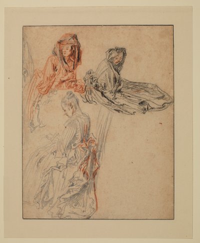 Tři studie ženských postav, 1716 - 1718 cca od Jean Antoine Watteau