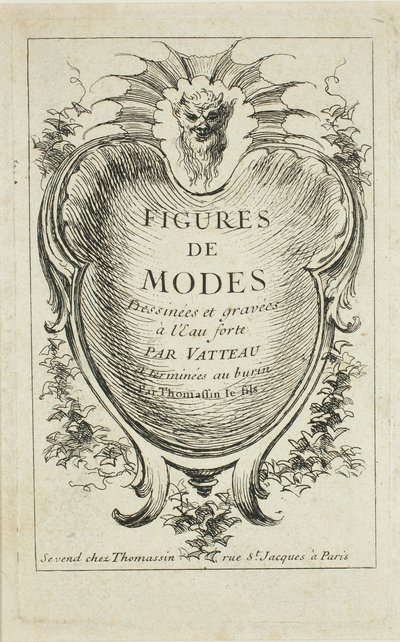 Titulní strana, od Figures de modes od Jean Antoine Watteau