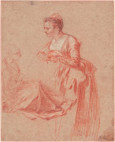 Dvě figurální studie mladé ženy, c. 1716 od Jean Antoine Watteau