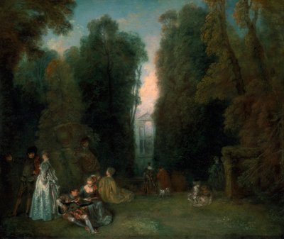 Pohled skrz stromy v parku Pierra Crozata, 1715 od Jean Antoine Watteau