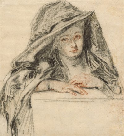 Žena v černém, kolem roku 1719 od Jean Antoine Watteau