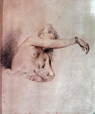 žena nahá, paže zvednutá Kreslení krve Jean Antoine Watteau (1684-1721) 18. století Sun. 0,28x0,23 m Paříž, Musee du Louvre od Jean Antoine Watteau