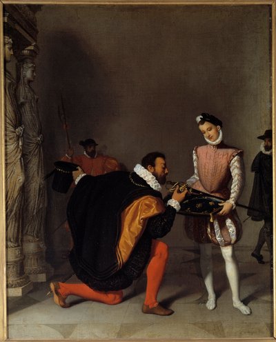 Don Pedro de Toledo, velvyslanec Filipa II. líbá v Louvre obraz od Jean-Auguste-Dominique Ingrese (1780-1867) Sun z 19. století. 0,45x0,36 m Pau, musee du chateau od Jean Auguste Dominique Ingres