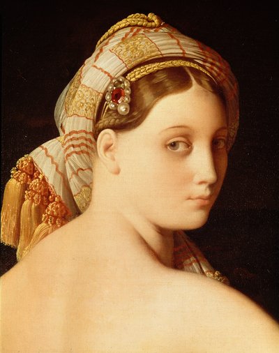 Grande Odalisque. Detail obličeje od Jean Auguste Dominique Ingres