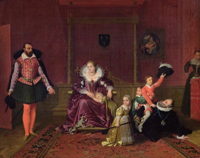 Henri IV (1553-1610) král Francie a Navarry si hraje se svými dětmi jako velvyslanec Španělska, 1817 od Jean Auguste Dominique Ingres
