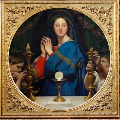 Panna s hostitelem, tondo od Jean Auguste Dominique Ingres