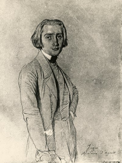 Portrét Franze Liszta (kresba) od Jean Auguste Dominique Ingres