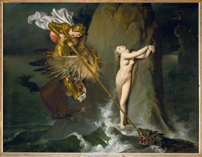 Roger a Angelika, scéna z Ariostova Orlanda ... od Jean Auguste Dominique Ingres